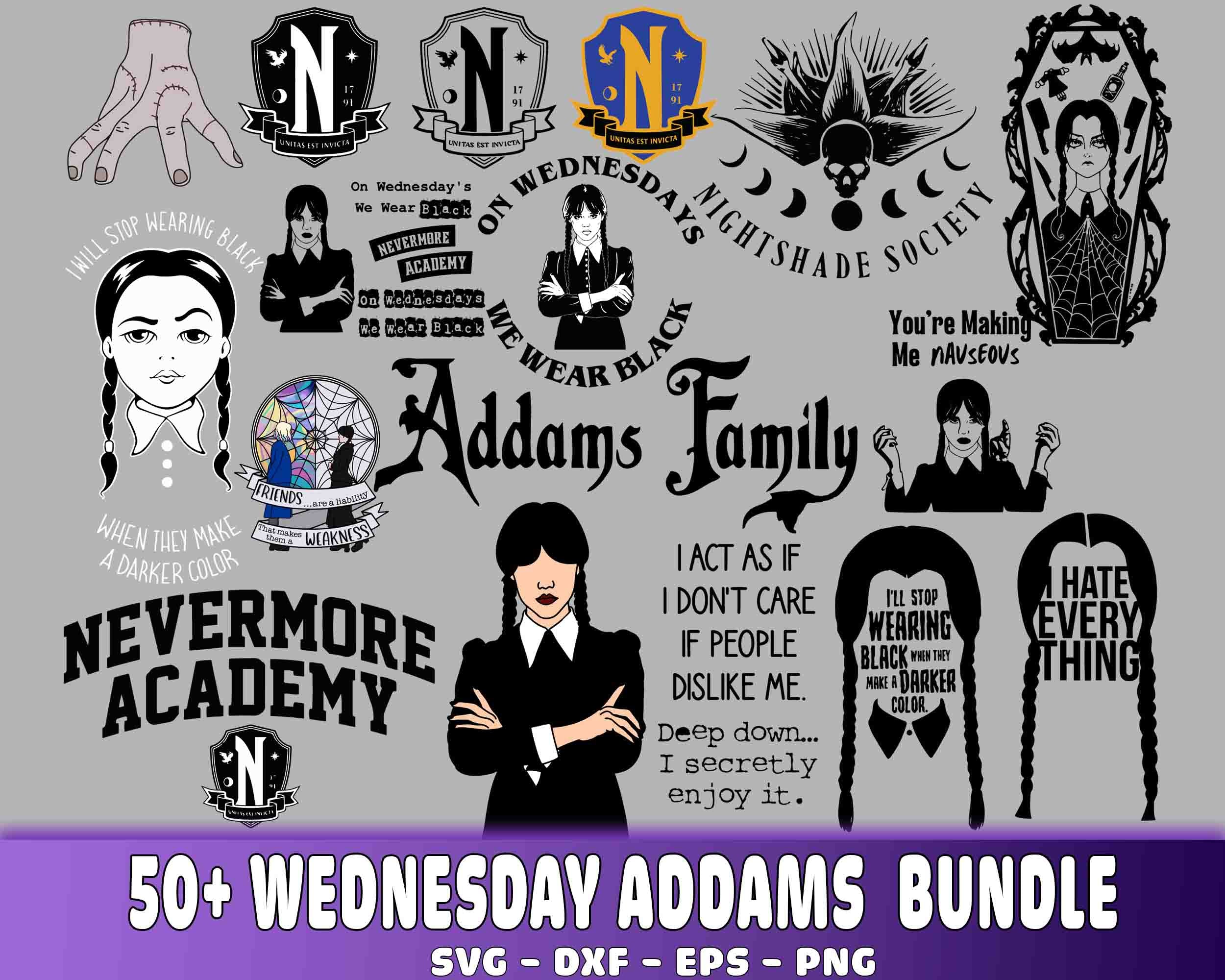 Wednesday Addams Netflix SVG, Typographic Logo SVG, Wednesday TV Series SVG  PNG EPS DXF PDF, Cricut