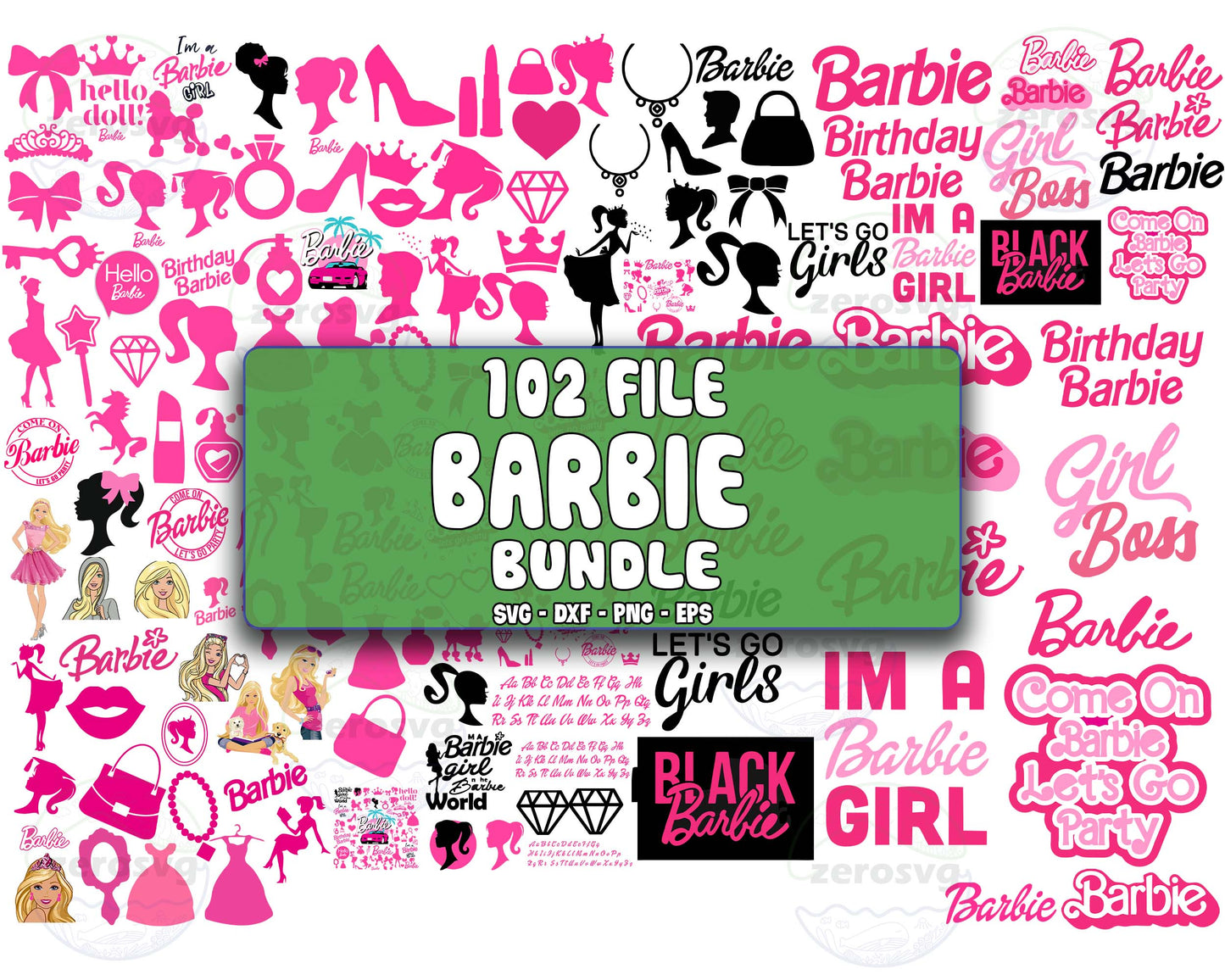 Barbie SVG Bundle - 102+ file Barbie Bundle SVG, EPS, PNG, DXF for Cricut, Silhouette, digital download