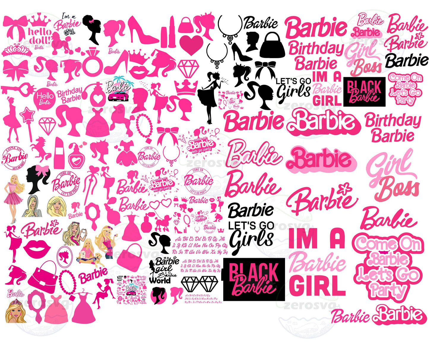 Barbie SVG Bundle - 102+ file Barbie Bundle SVG, EPS, PNG, DXF for Cricut, Silhouette, digital download