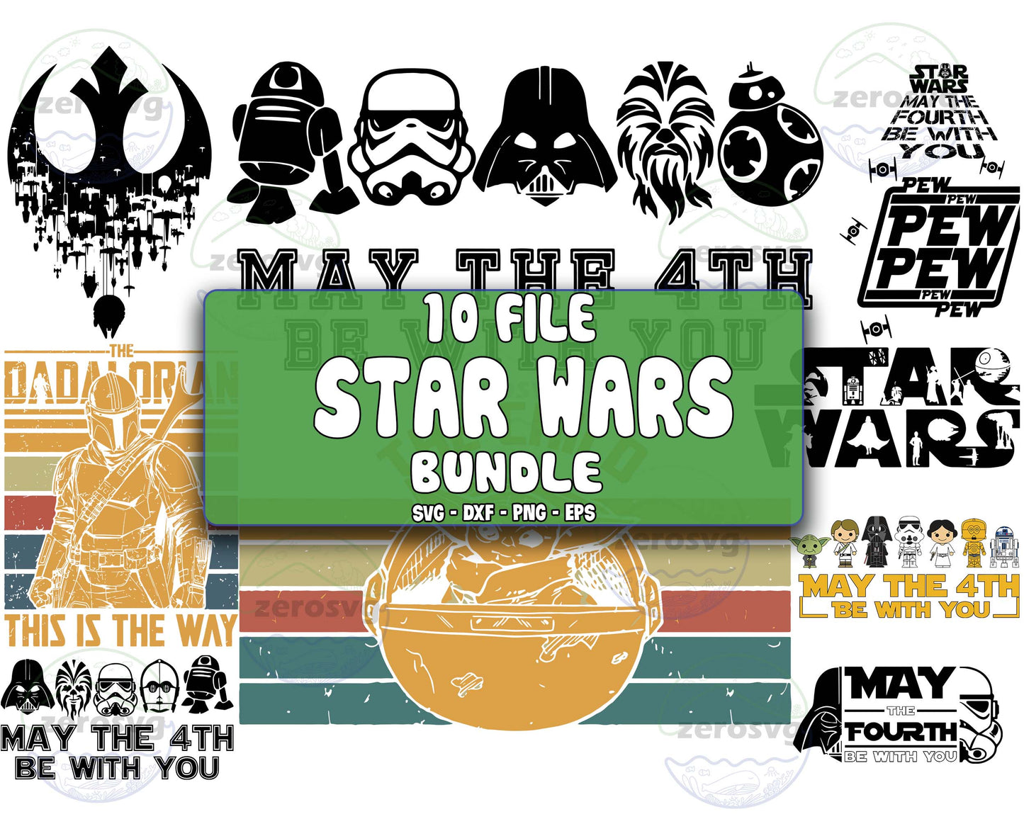 Star Wars SVG Bundle - 10+ file Star wars bundle SVG, EPS, PNG, DXF for Cricut, Silhouette