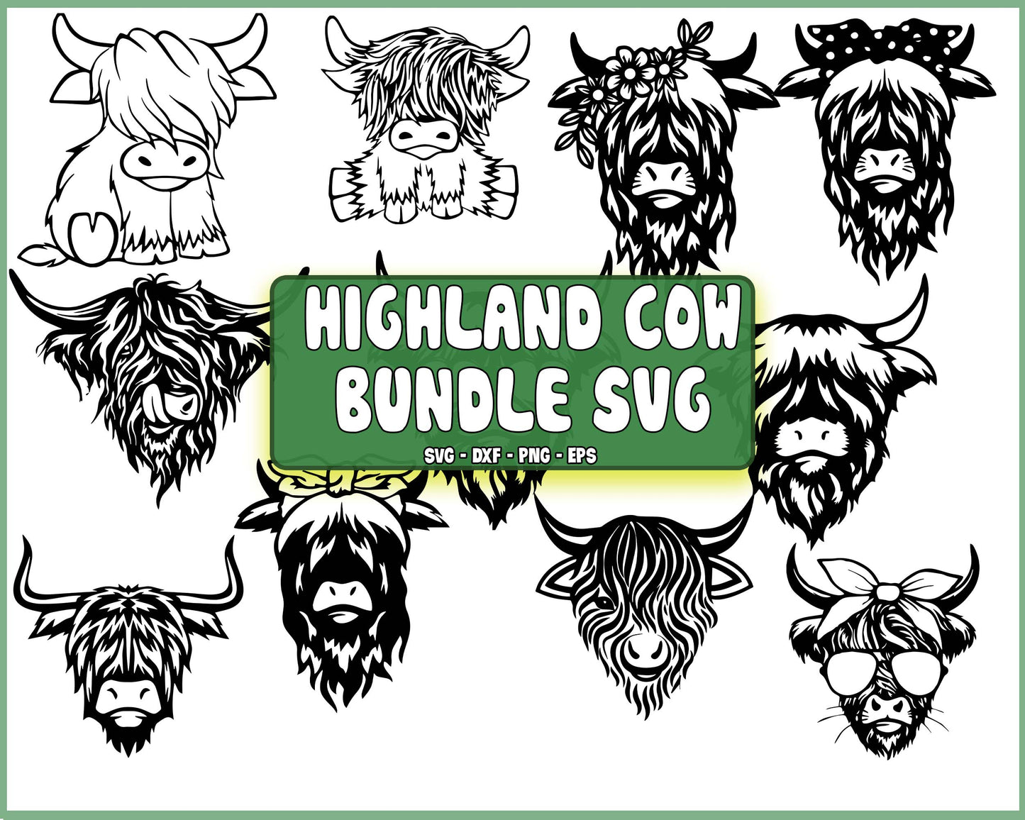 11 file Highland Cow Svg Bundle, Highland Cow Svg Png Dxf Eps , cricut , file cut , Silhouette, Digital Dowload