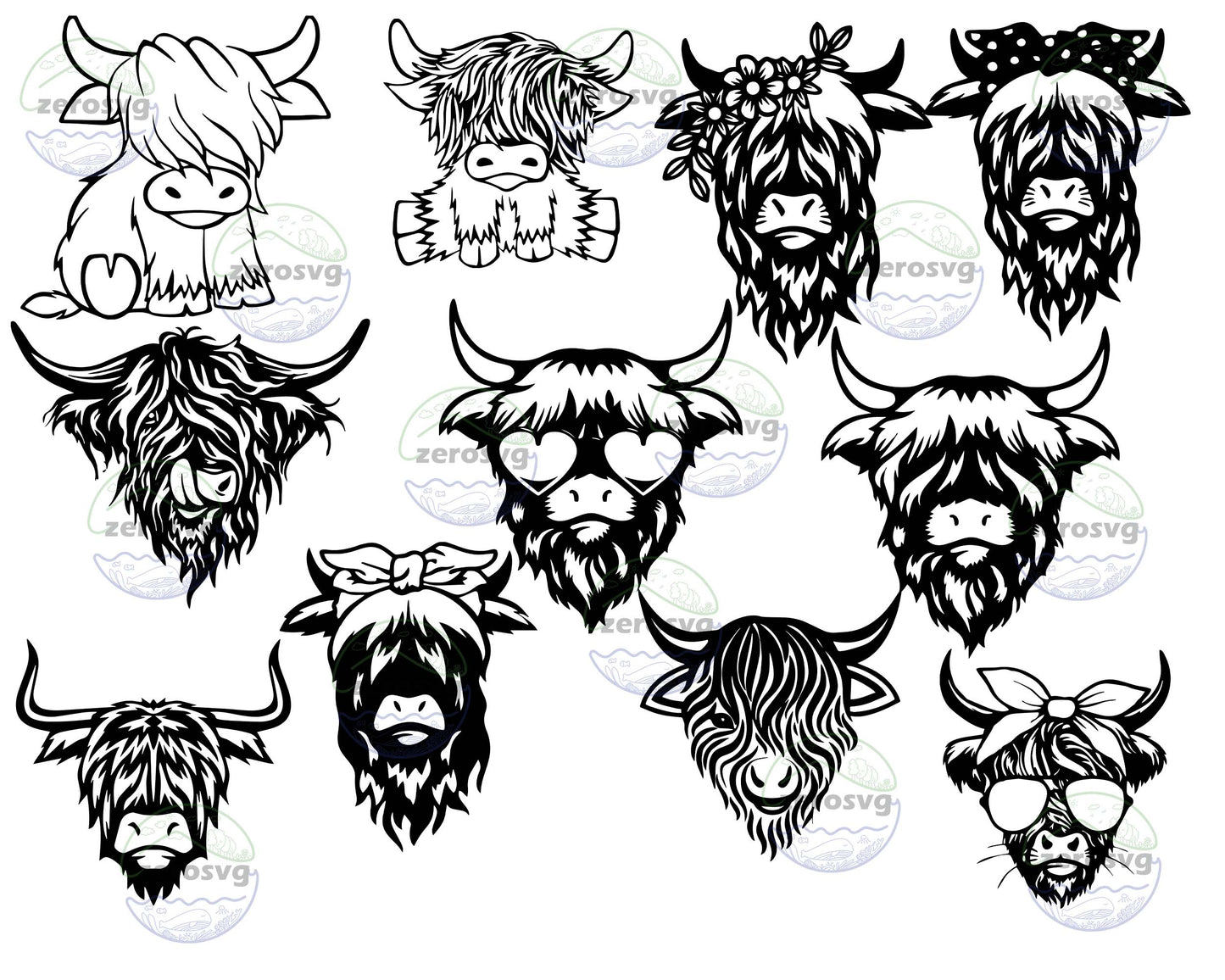 11 file Highland Cow Svg Bundle, Highland Cow Svg Png Dxf Eps , cricut , file cut , Silhouette, Digital Dowload