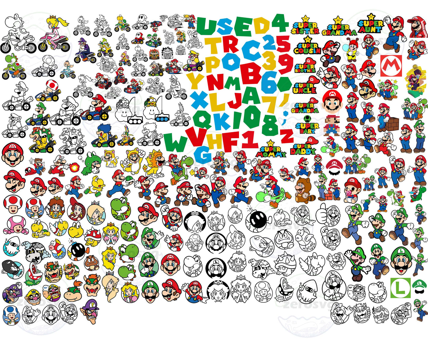 Super Mario SVG Bundle - 1200+ file Super mario bundle SVG, EPS, PNG, DXF for Cricut, Silhouette