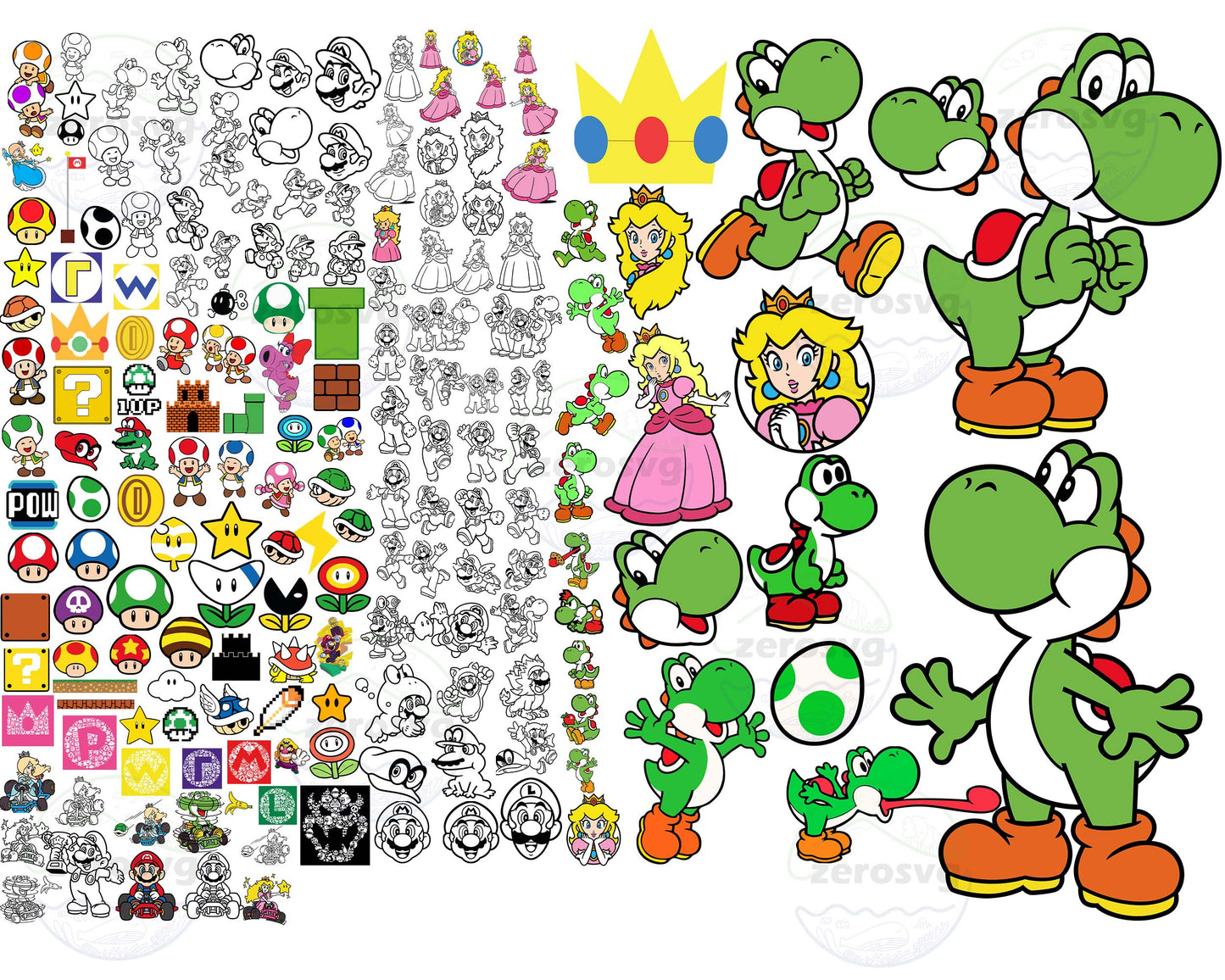 Super Mario SVG Bundle - 1200+ file Super mario bundle SVG, EPS, PNG, DXF for Cricut, Silhouette