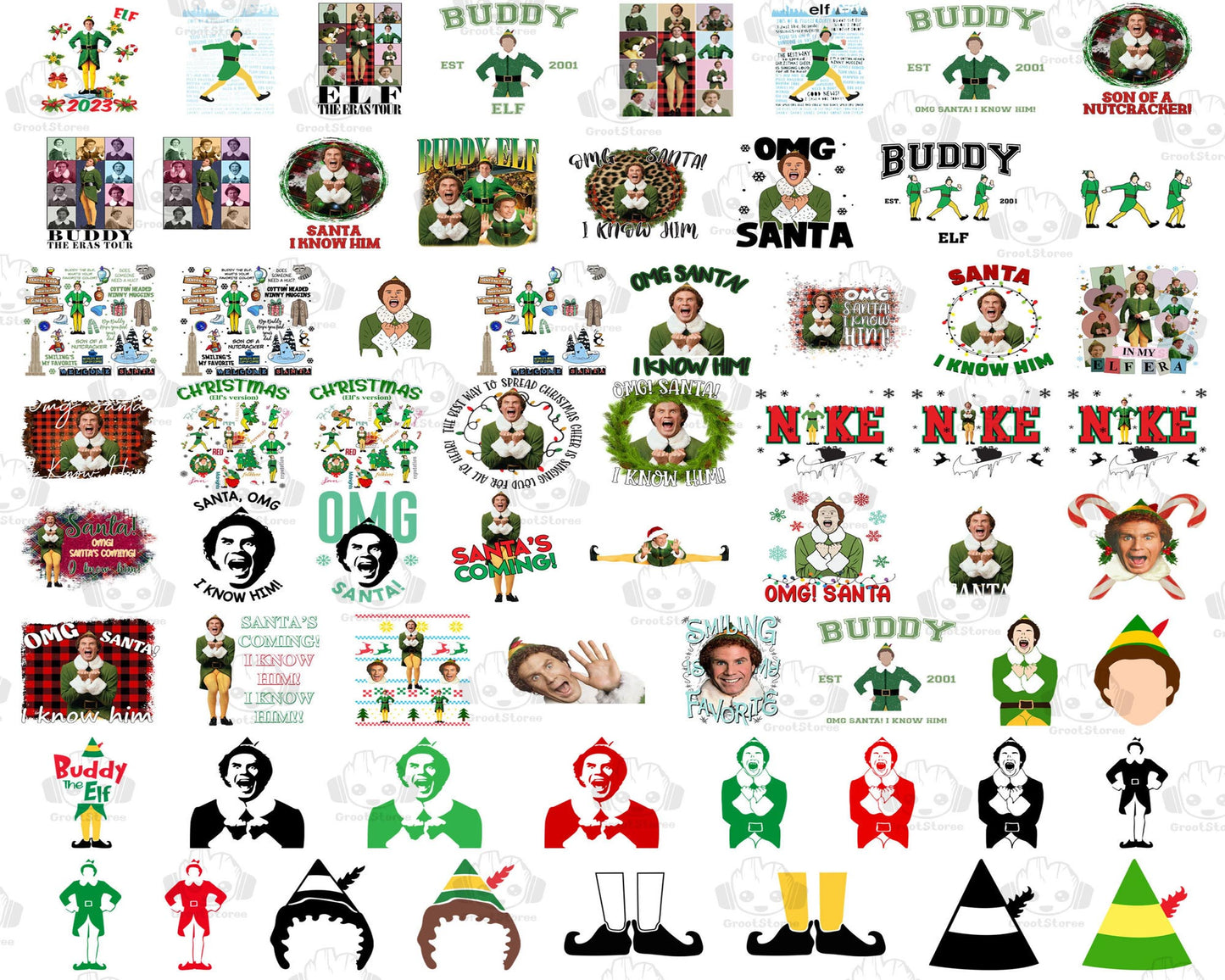 120+ Funny ELF Png Bundle, OMG Santa I Know Him Svg Bundle, Christmas Movie Character Png Bundle, Digital Download, Instant Download