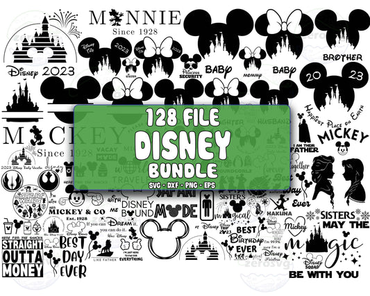 Disney SVG Bundle - 128+ file Disney bundle SVG, EPS, PNG, DXF for Cricut, Silhouette, digital download