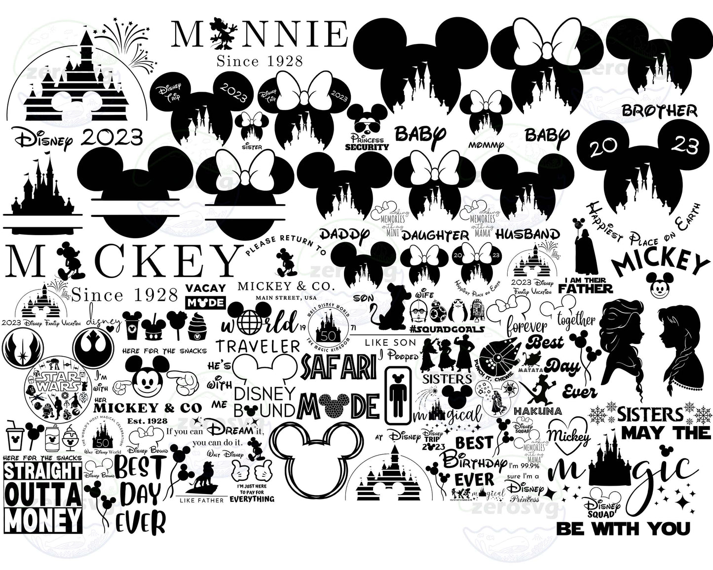 Disney SVG Bundle - 128+ file Disney bundle SVG, EPS, PNG, DXF for Cricut, Silhouette, digital download