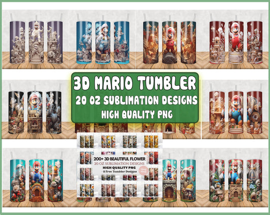 12 file 3D mario tumbler bundle png, 20oz sublimation designs high quality png, digitial download, Designs 20 oz sublimation, Bundle Design Template for Sublimation