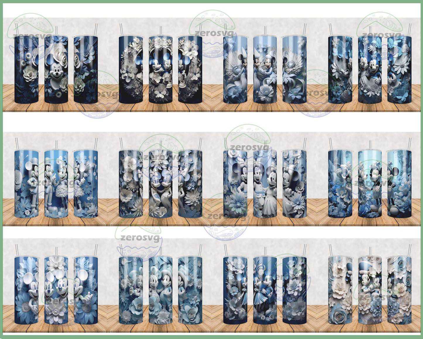 12 file 3D mickey cold tumbler bundle png, 20oz sublimation designs high quality, Designs 20 oz sublimation, Bundle Design Template for Sublimation