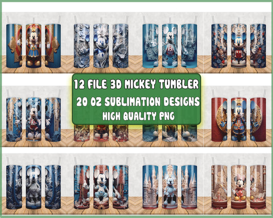 12 file 3D mickey tumbler bundle png, 20oz sublimation designs high quality png ,Designs 20 oz sublimation, Bundle Design Template for Sublimation