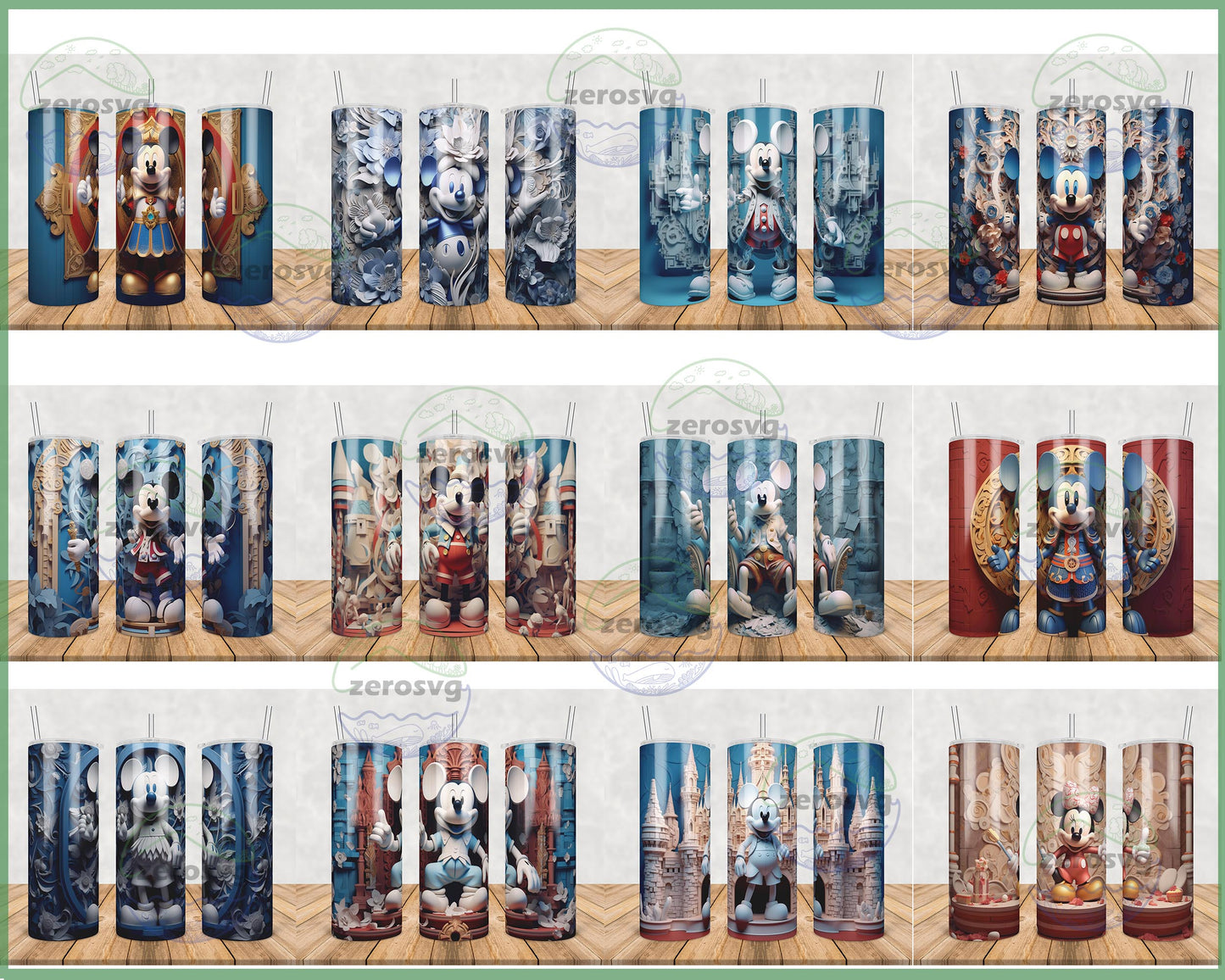 12 file 3D mickey tumbler bundle png, 20oz sublimation designs high quality png ,Designs 20 oz sublimation, Bundle Design Template for Sublimation