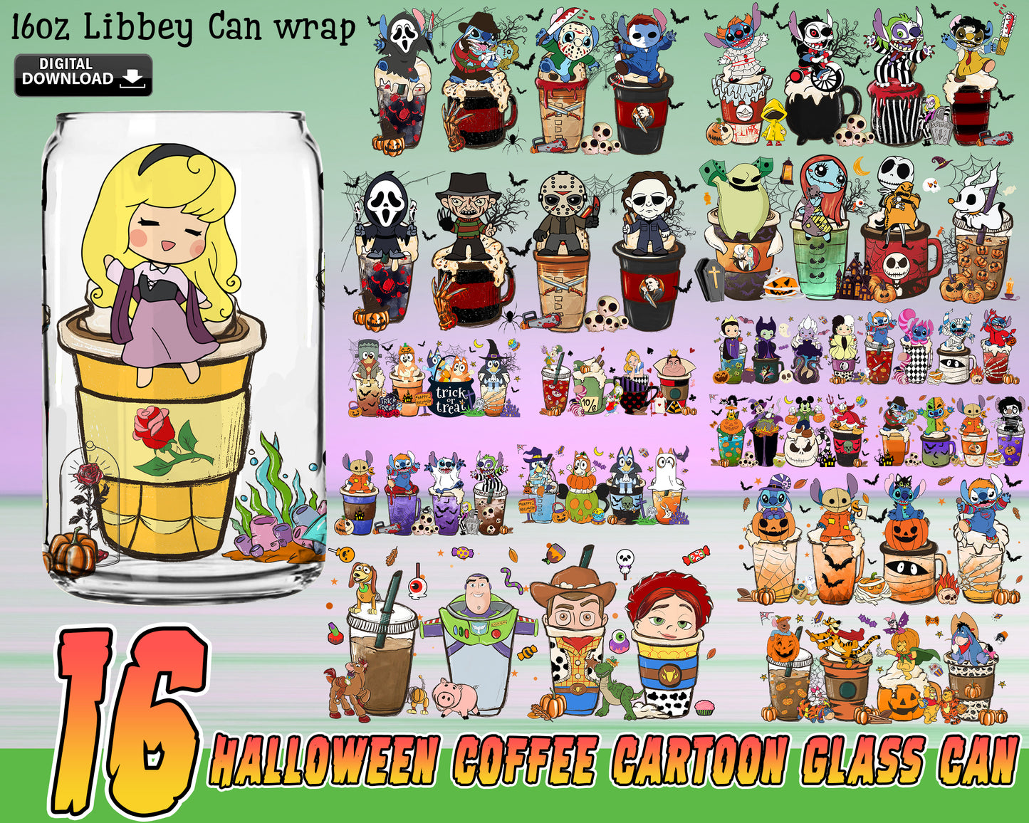 15+ file Halloween Coffee Cartoon 16oz Can Glass bundle PNG ,Halloween Coffee Cartoon halloween glass PNG , Digital Download ,Instant Download