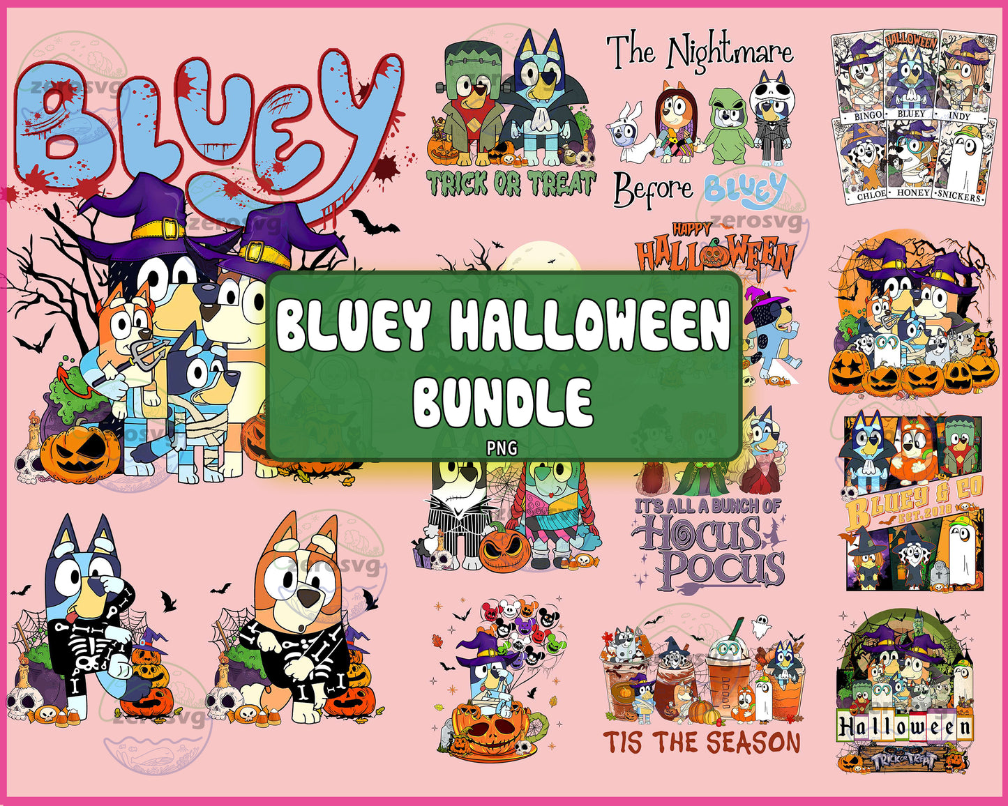 15 file Bluey Halloween Png Bundle, Bluey Halloween PNG, Bluey Halloween Sublimation , Digital Download ,Instant Download