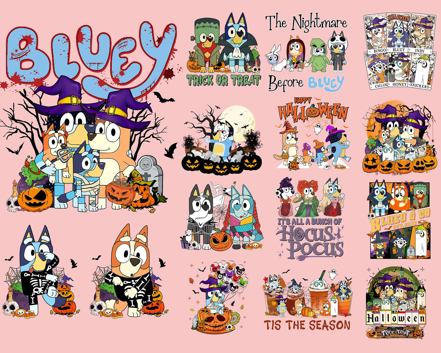 15 file Bluey Halloween Png Bundle, Bluey Halloween PNG, Bluey Halloween Sublimation , Digital Download ,Instant Download