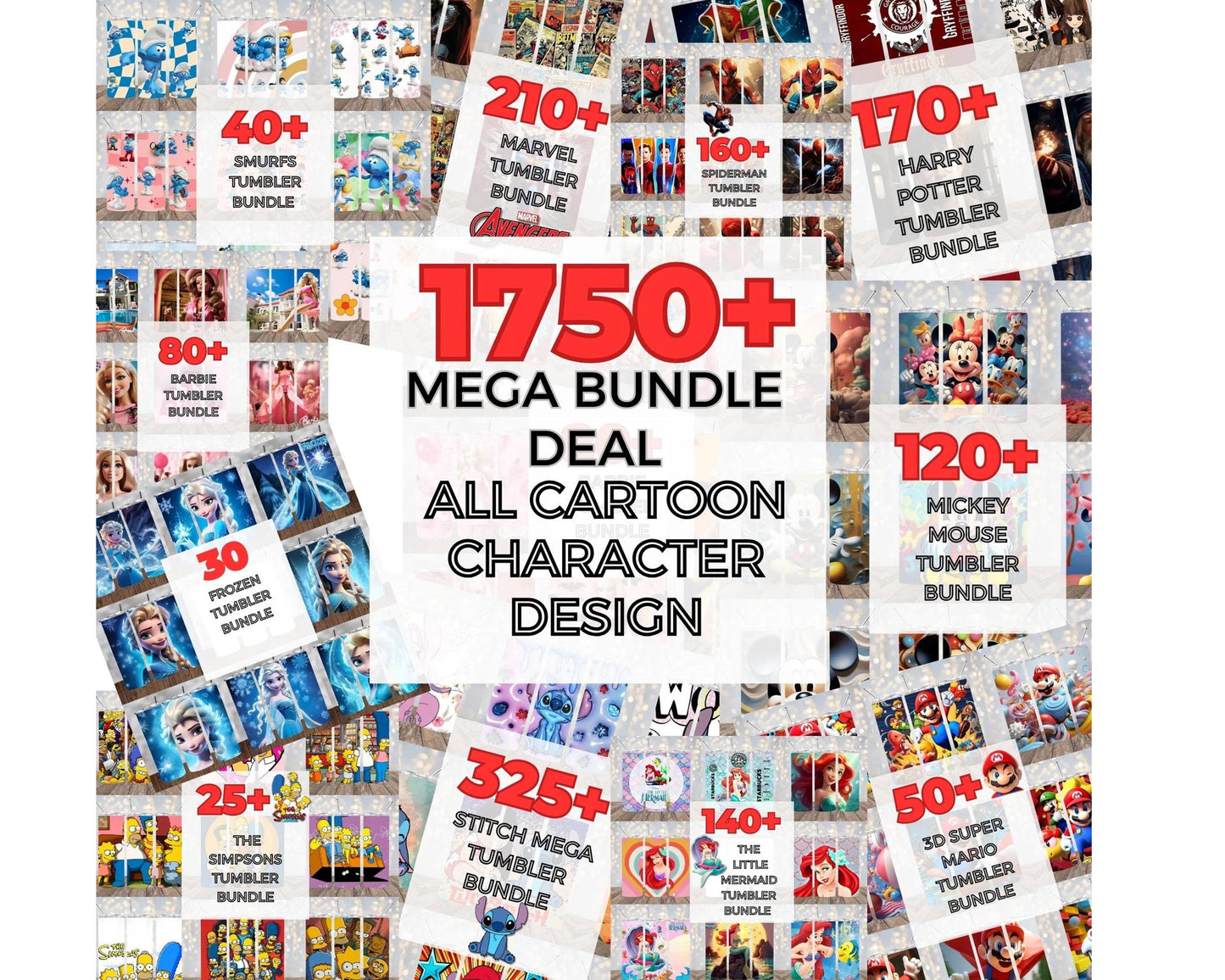 1750+ file Mega 20oz Cartoon Tumbler Bundle PNG , 20oz Cartoon Tumbler Wrap PNG , Digital Download ,Instant Download