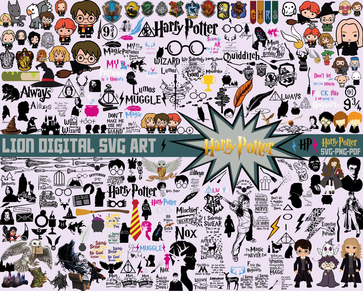 1750+ Mega Harry Potter Svg Bundle, Potter Digital svg, dxf, png ,Cricut, File cut, Vector file, Silhouette, Digital Dowload , Digital Dowload