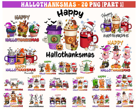 20 Happy Hallothanksmas Bundle, Fall Png, Pumpkin Png, Fall PNG, Halloween Png , Silhouette , Digital download