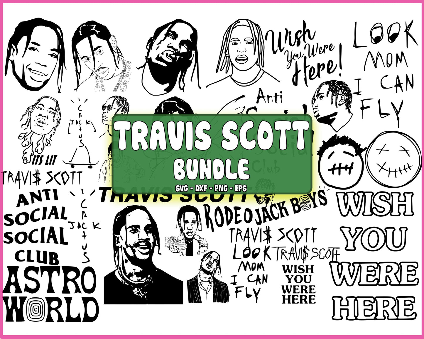 20+ file Travis Scott Svg Bundle, Travis Scott Png, Travis Scott Stickers, SVG, EPS, PNG, DXF for Cricut, Silhouette, digital download