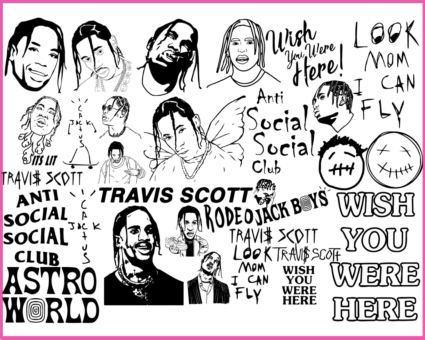 20+ file Travis Scott Svg Bundle, Travis Scott Png, Travis Scott Stickers, SVG, EPS, PNG, DXF for Cricut, Silhouette, digital download