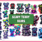 24 FILE Scary Teddy Bears PNG EPS SVG Spooky Zombie Teddybear Monster Teddy Bear Horror Teddy Scare Bear Downloadable  , Digital Download ,Instant Download