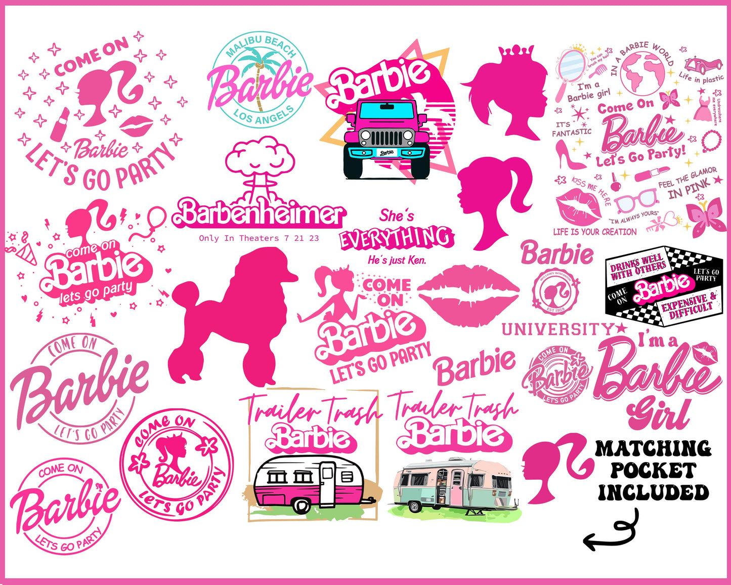 25+ file Barbie PNG, Come on Babe Let's Go Party Svg , Doll svg, Babe Girl SVG, EPS, PNG, DXF for Cricut, Silhouette, digital download