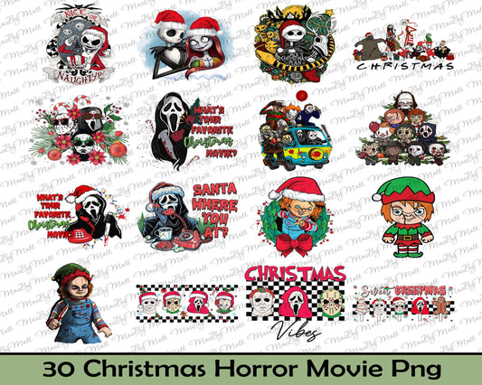 30 Christmas Horror Nightmare Movie Png Bundle, Tree Christmas Png, Digital Download ,Instant Download