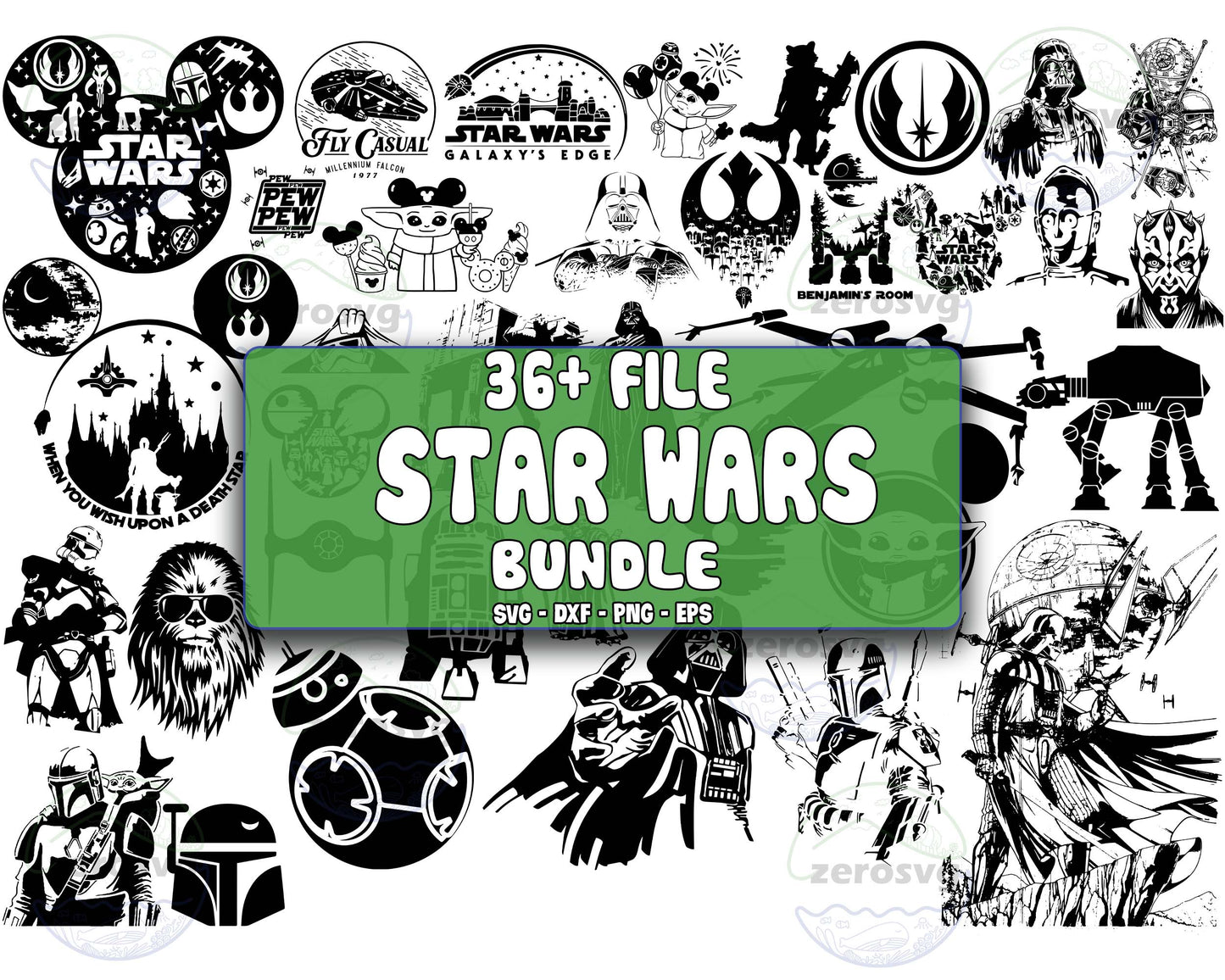 Star Wars SVG Bundle - 36+ file Star wars bundle SVG, EPS, PNG, DXF for Cricut, Silhouette