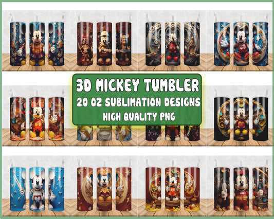 3D mickey tumbler bundle png, 20oz sublimation designs high quality png, digitial download, Designs 20 oz sublimation, Bundle Design Template for Sublimation