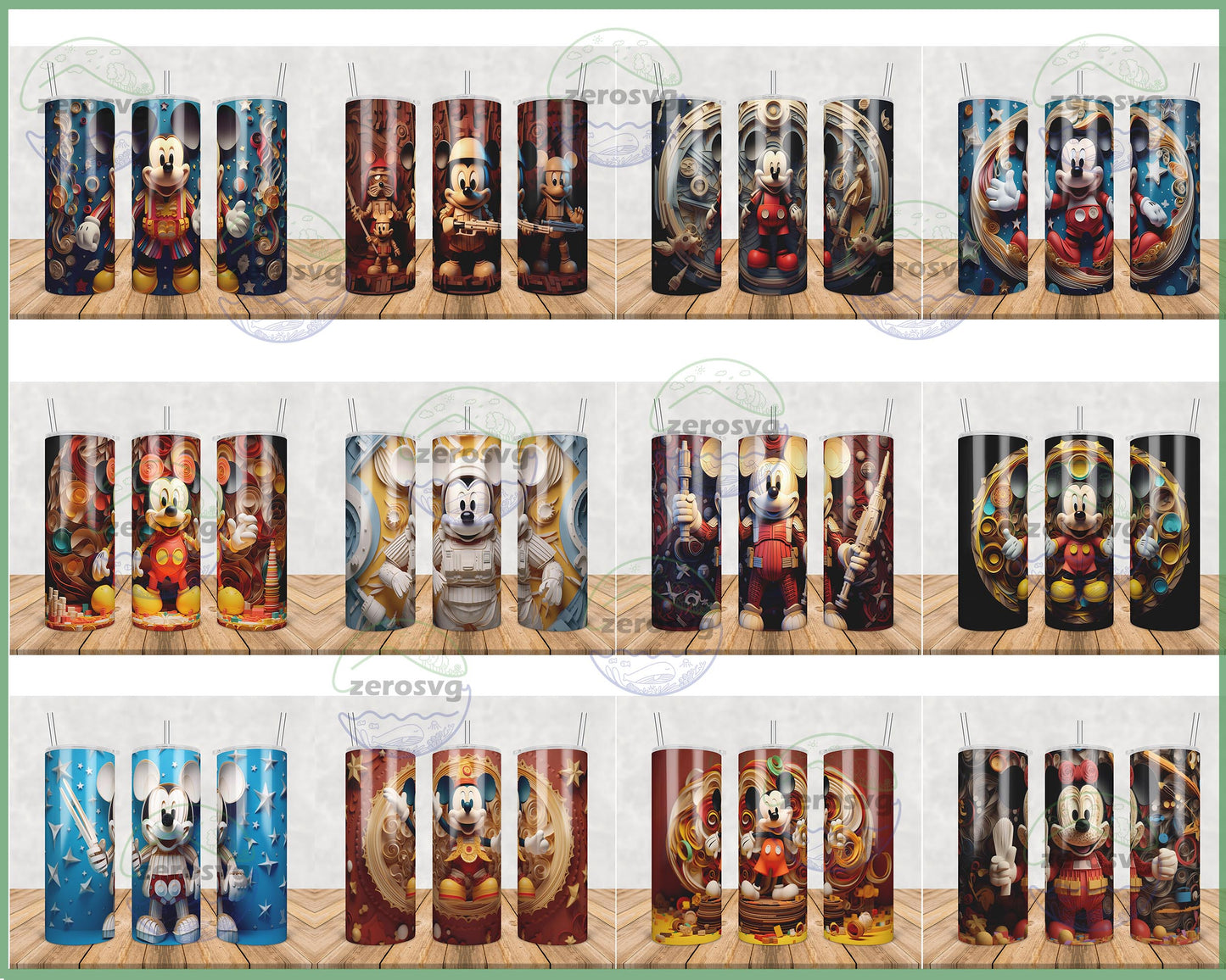 3D mickey tumbler bundle png, 20oz sublimation designs high quality png, digitial download, Designs 20 oz sublimation, Bundle Design Template for Sublimation