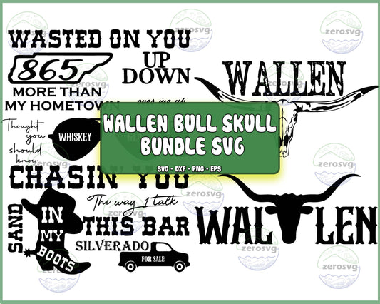 3 file Retro Wallen Bull Skull PNG, Country Western Svg Png Dxf Eps , cricut , file cut , Silhouette, Digital Dowload