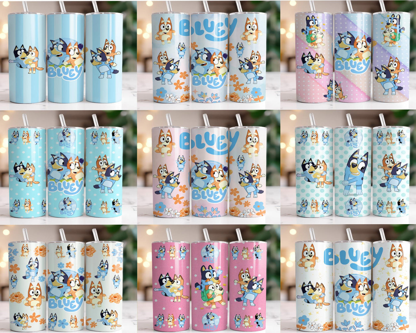 40+ file Bluey Dog Tumbler Wrap Bundle PNG, 20oz Skinny Tumbler Wrap, 20 oz Tumbler Png Sublimation Design, Digital Download ,Instant Download