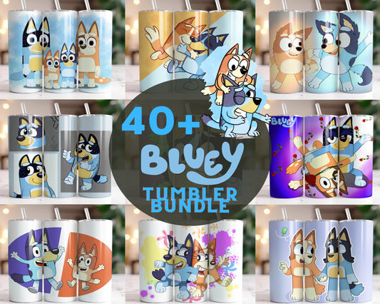 40+ file Bluey Dog Tumbler Wrap Bundle PNG, 20oz Skinny Tumbler Wrap, 20 oz Tumbler Png Sublimation Design, Digital Download ,Instant Download