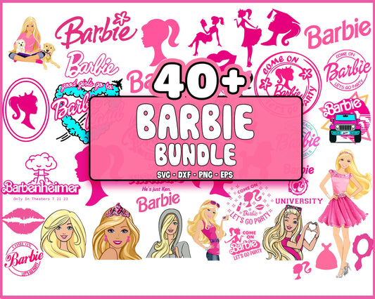 40 file Barbie svg, pink doll Svg, Girl Svg, Barbie bundle SVG, EPS, PNG, DXF for Cricut, Silhouette, digital download