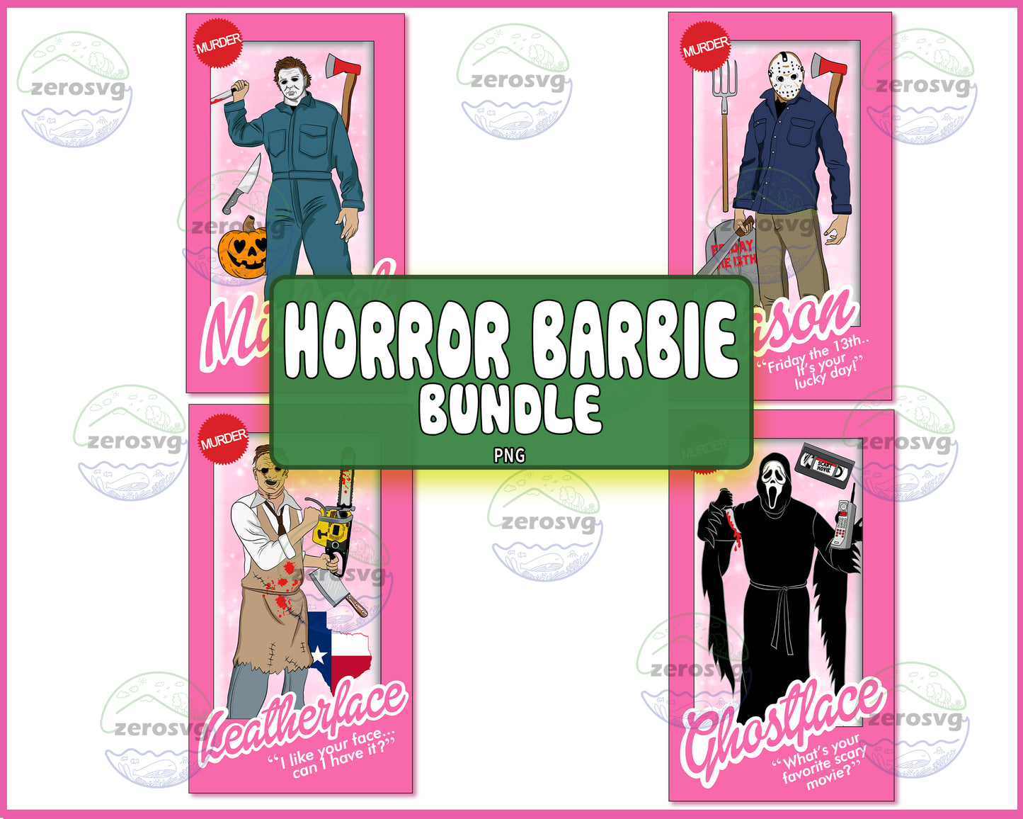 4 file Horror Barbie Halloween bundle PNG , bundle halloween  Cutting Image, File Cut , Digital Download, Instant Download