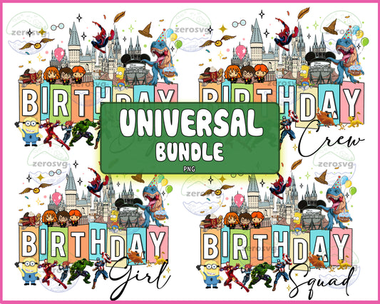 4 file Universal Birthday Squad bundle PNG , bundle halloween  Cutting Image, File Cut , Digital Download, Instant Download