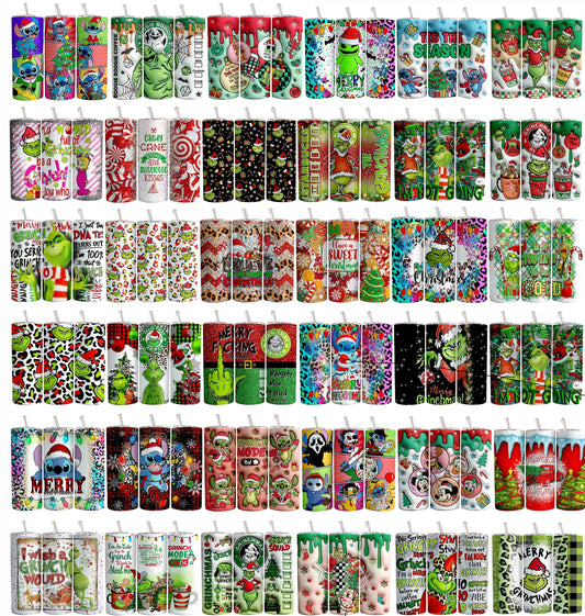 50 Christmas Tumbler Sublimation Designs, Designs 20 oz sublimation, Bundle Design Template for Sublimation