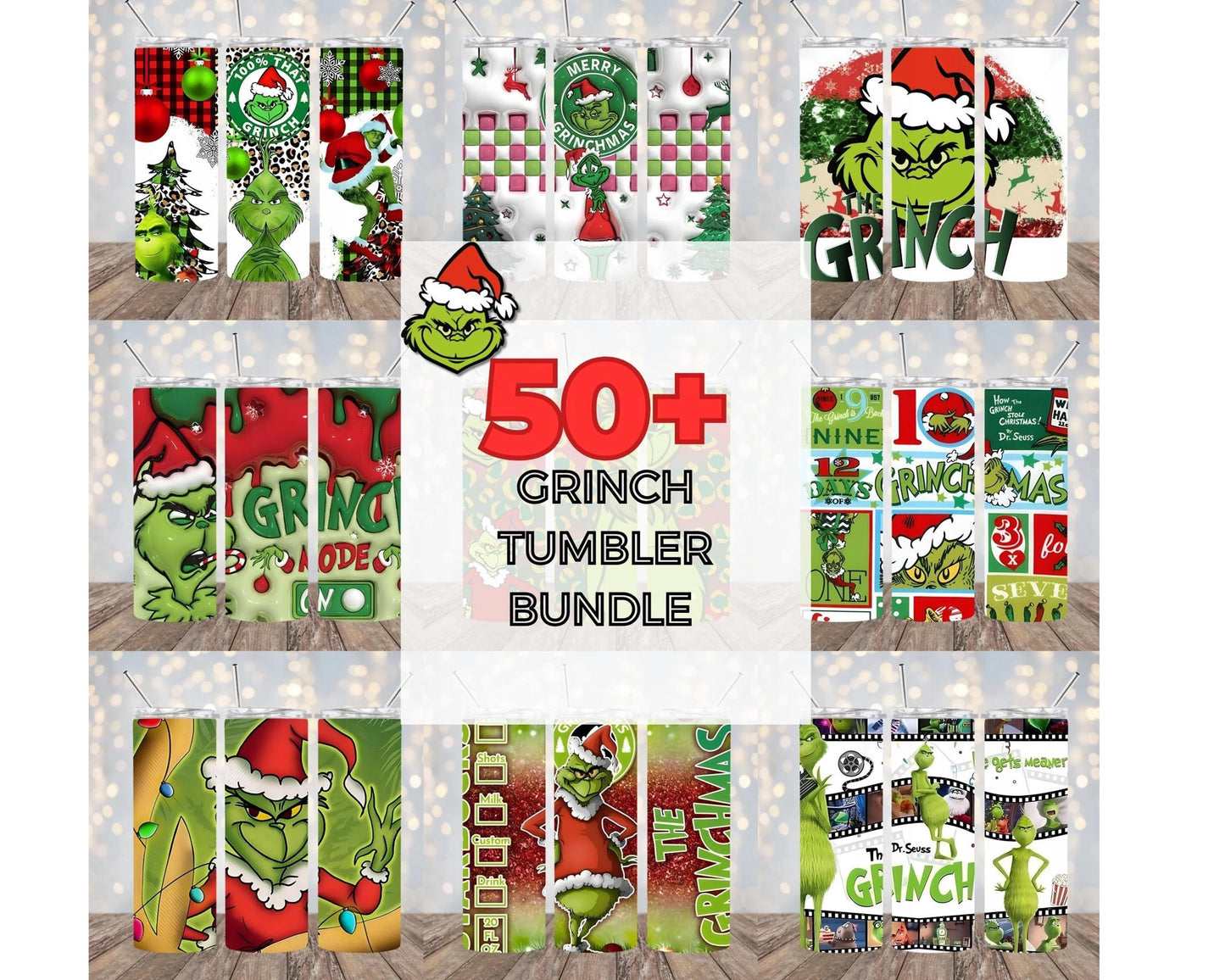 50+ The Grinch Christmas Tumbler Wrap Bundle PNG , Grinch Christmas Tumbler Wrap PNG , Digital Download ,Instant Download