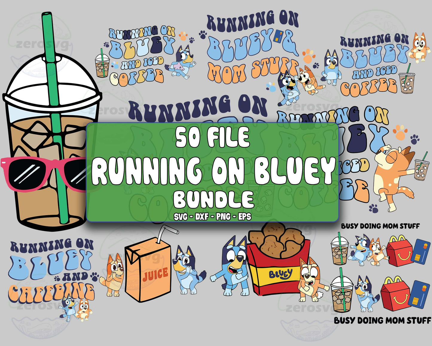 RUNNING ON BLUEY SVG Bundle - 450+ file RUNNING ON BLUEY bundle SVG, EPS, PNG, DXF for Cricut, Silhouette, digital download