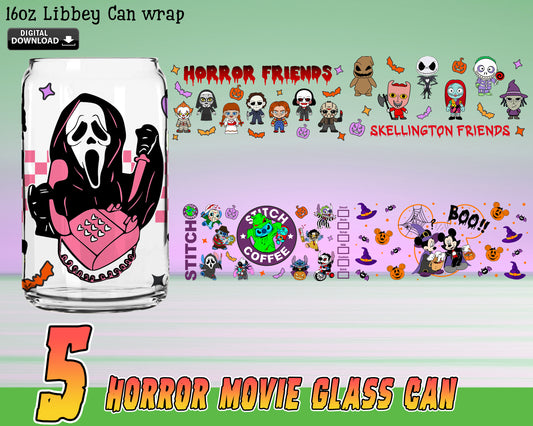 5 file Horror Movie Halloween Glass Can bundle PNG , Horror Movie glass PNG , Digital Download ,Instant Download