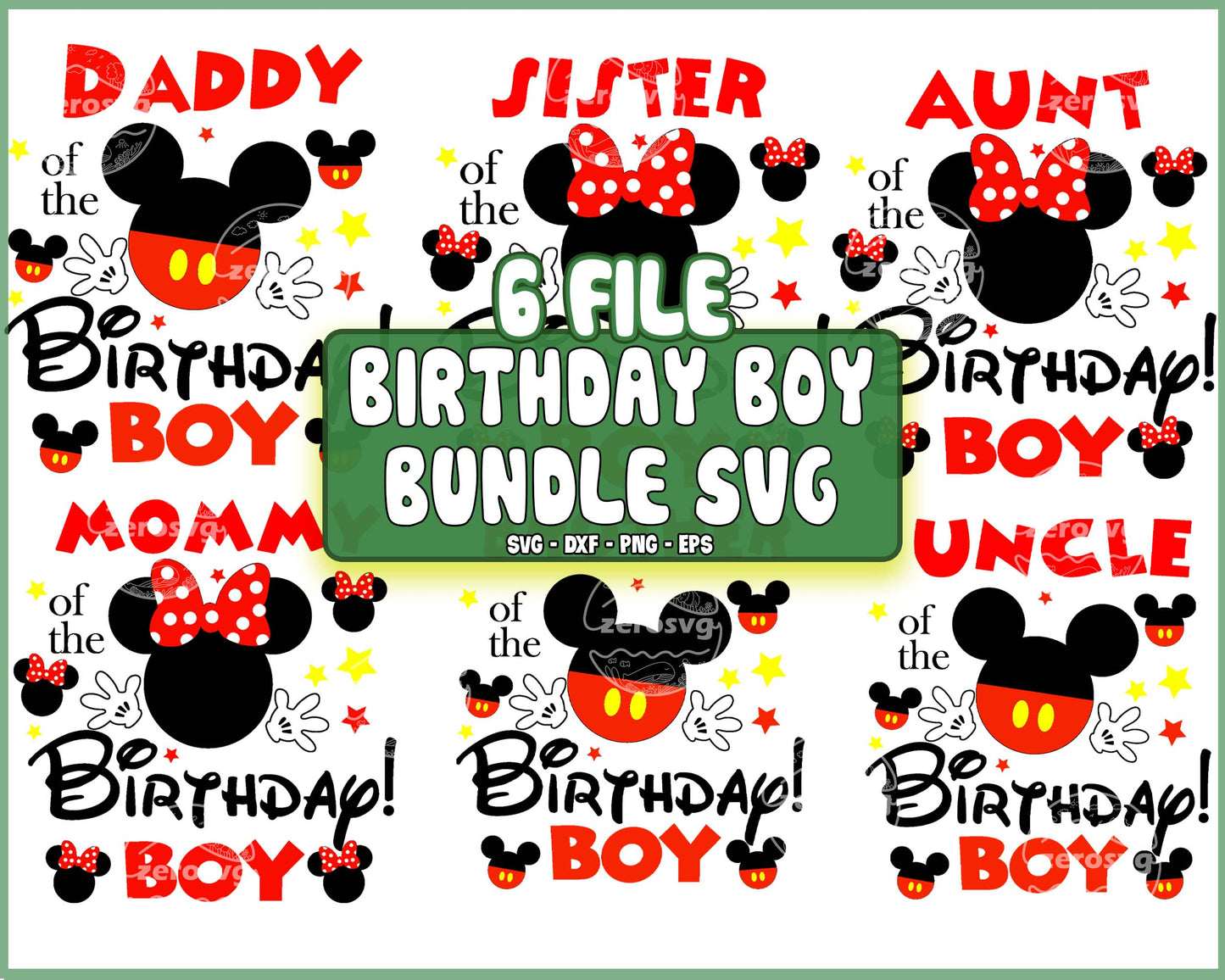 6 file Happy Birthday svg, mickey birthday boy bundle svg  SVG, EPS, PNG, DXF for Cricut, Silhouette, Digital Download