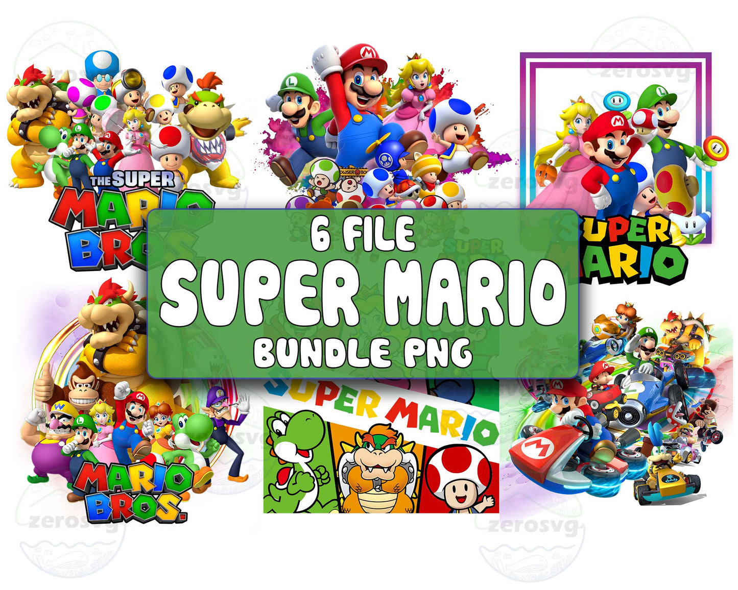 Super Mario Bundle PNG - 6 file mario bundle png, mario PNG,  for Cricut, Silhouette, digital download