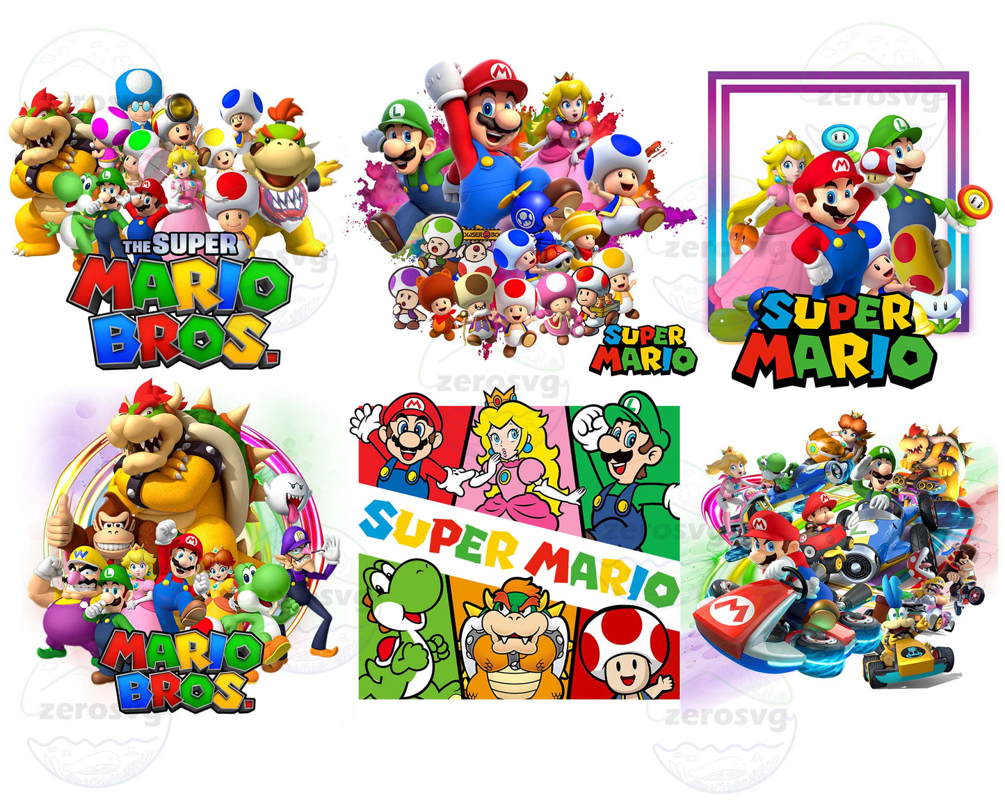 Super Mario Bundle PNG - 6 file mario bundle png, mario PNG,  for Cricut, Silhouette, digital download