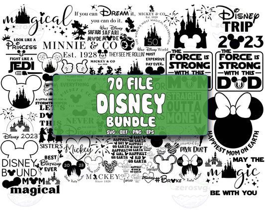 Disney  SVG Bundle - 70+ file disney bundle SVG, EPS, PNG, DXF for Cricut, Silhouette, digital download