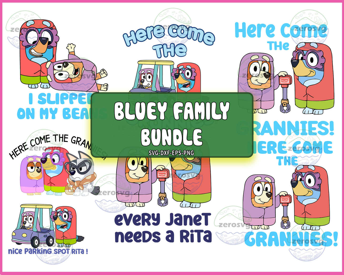 7 file Bluey Dog and Friends SVG, Bluey Family Bundle SVG DXF PNG EPS , cricut , file cut , Silhouette, digital download, Instant Download