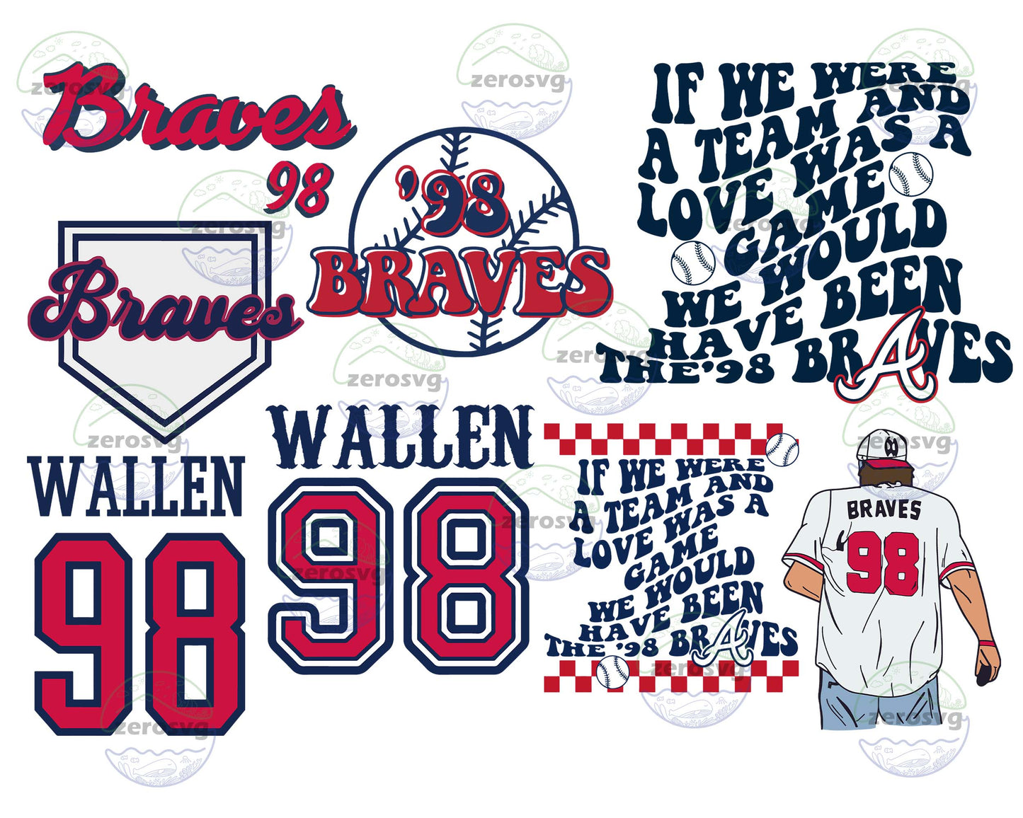 8 file 98 Braves bundle svg , If We We’Re A Team Png, Braves 98 wallen svg, Morgan Song Png Dxf Eps Svg, cricut , file cut , Silhouette, Digital Dowload