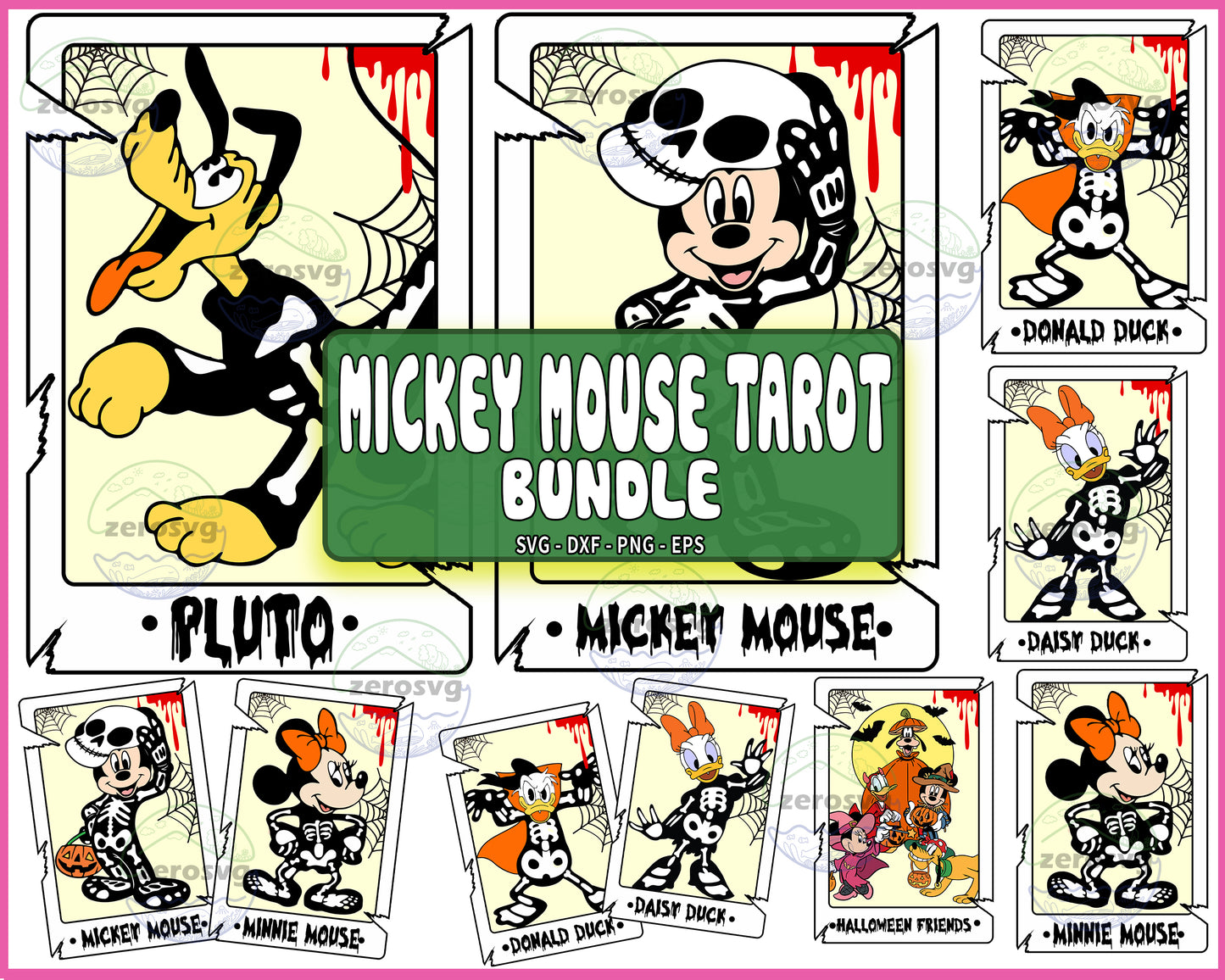 8 file Mickey Mouse tarot Halloween bundle SVG , bundle halloween  Cutting Image, File Cut , Digital Download, Instant Download