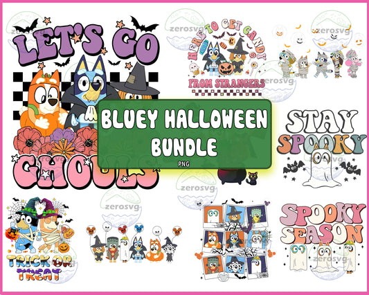 9 file Bluey Halloween Png Bundle, Blue Halloween PNG, Bluey Halloween Costume Sublimation , Digital Download ,Instant Download