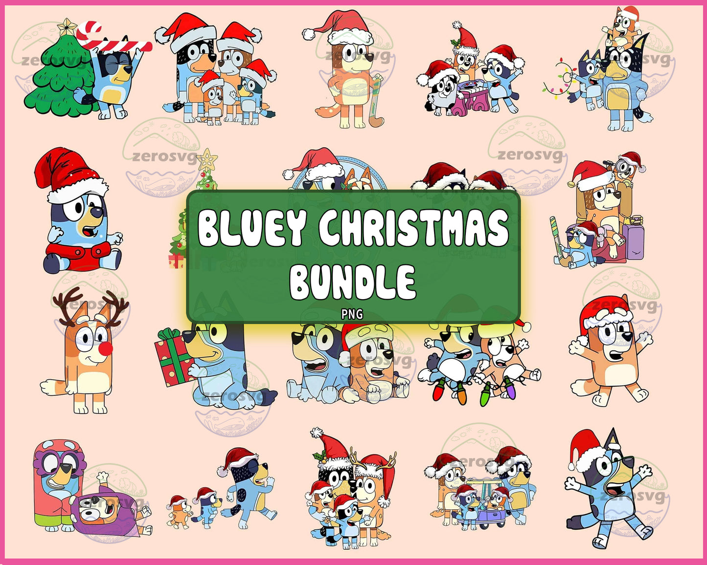 Bluey Christmas Bundle Png,20 file Bluey Family Christmas Png, Blue Dog Christmas Tree PNG, Bluey Christmas Costume Sublimation , Digital Download ,Instant Download