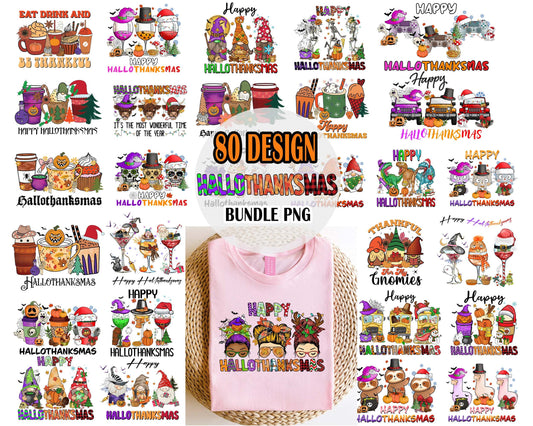 Happy Hallothanksmas Png Bundle, Pumpkin Png, Fall Png, Png for shirt, Silhouette , Digital download