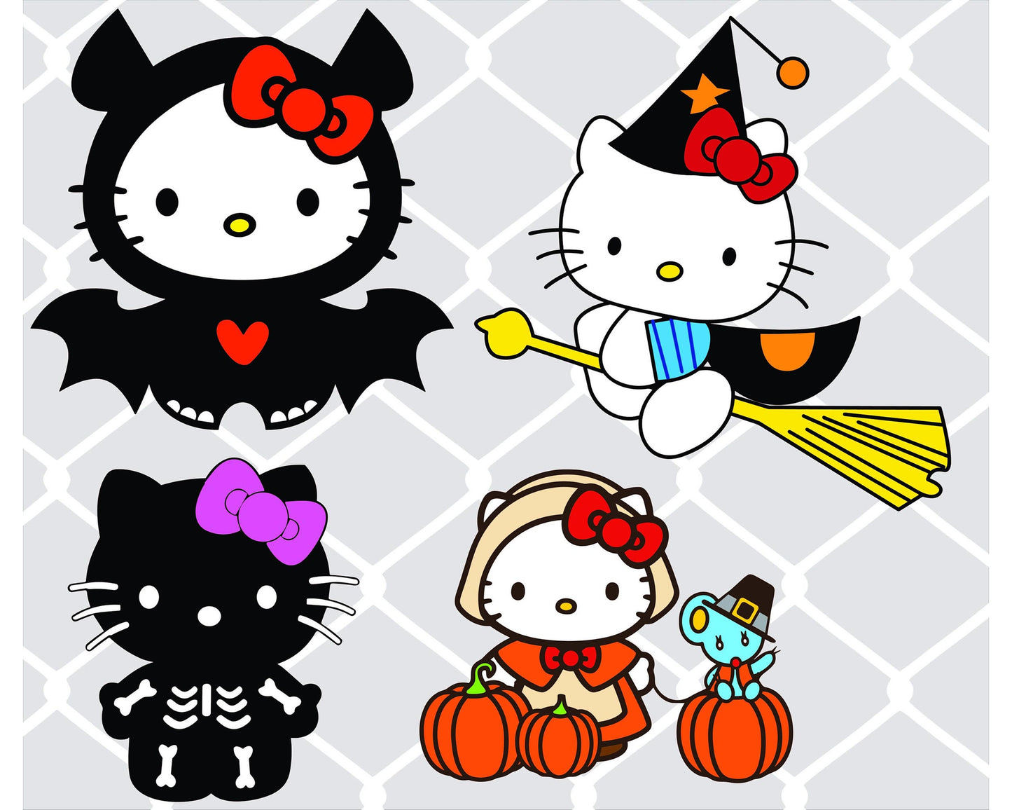 Hello Cats Halloween Bundle Svg, hello kitty halloween bundle SVG, file cut , for Cricut,  Silhouette , digital download